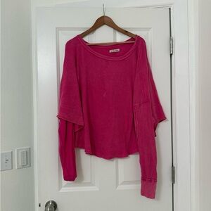 Free people hot pink  Oversized waffle knit
